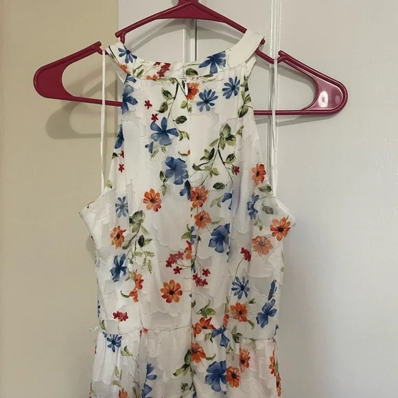 Elle White Floral Dress High Neckline XS - Picture 4 of 4